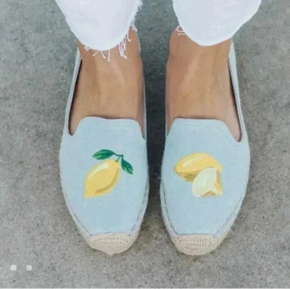 Soludos Lemon Platform Smoking Slipper Espadrilles(9.5)